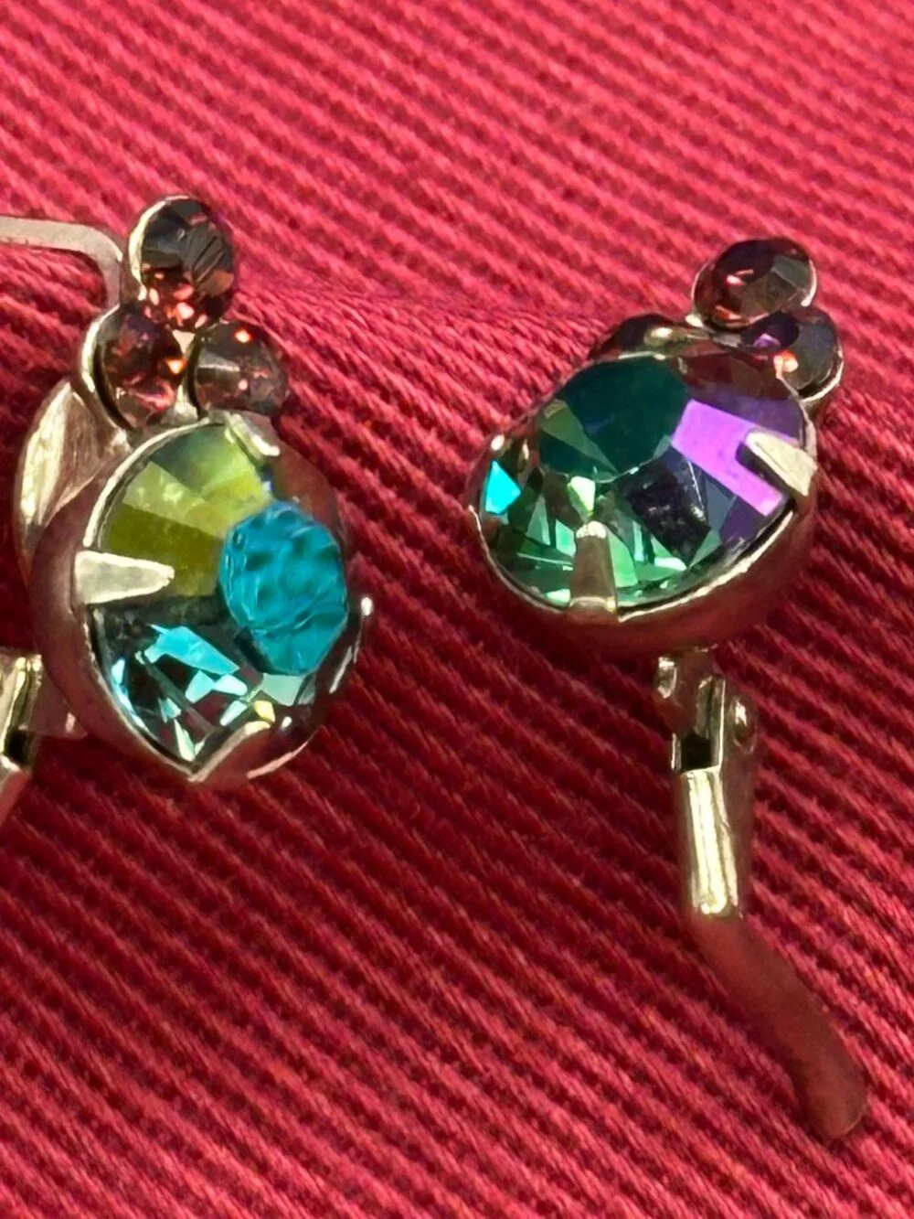 Sorrelli Earrings AB Crystal & Trio of Red Crystals